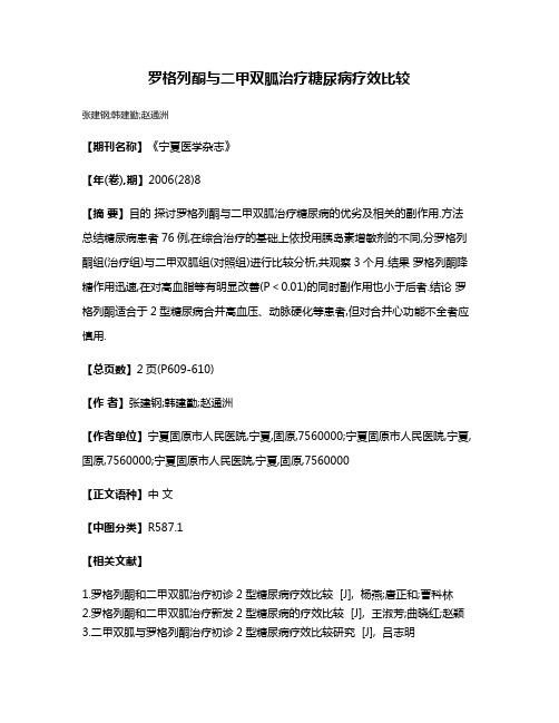罗格列酮与二甲双胍治疗糖尿病疗效比较