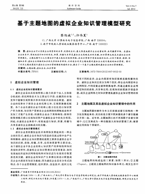 基于主题地图的虚拟企业知识管理模型研究