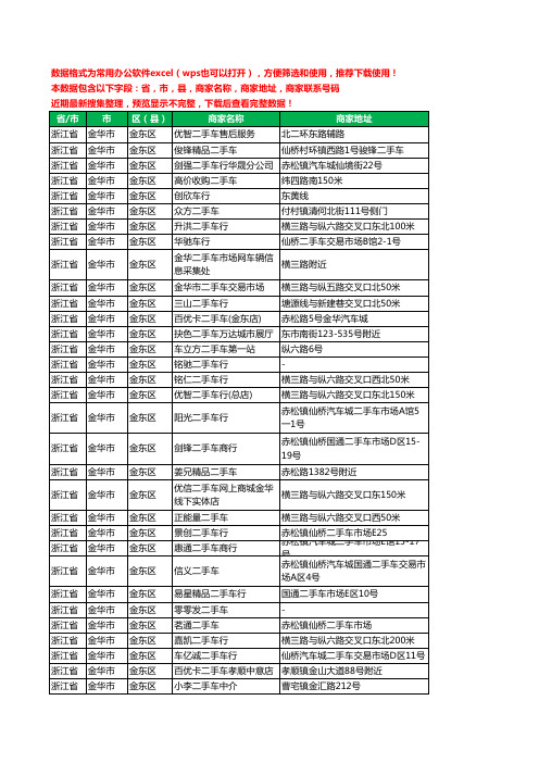 2020新版浙江省金华市金东区二手车工商企业公司商家名录名单联系电话号码地址大全43家
