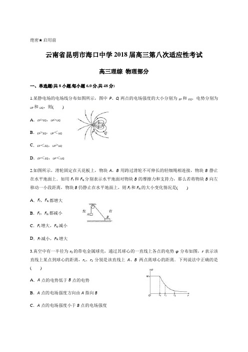 云南省昆明市海口中学2018届高三第八次适应性考试 高三理综 物理