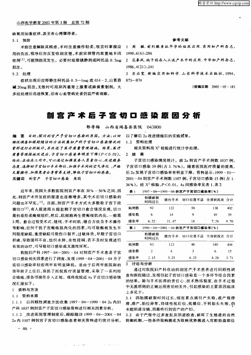 剖宫产术后子宫切口感染原因分析