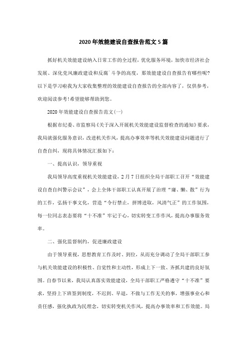2020年效能建设自查报告范文5篇