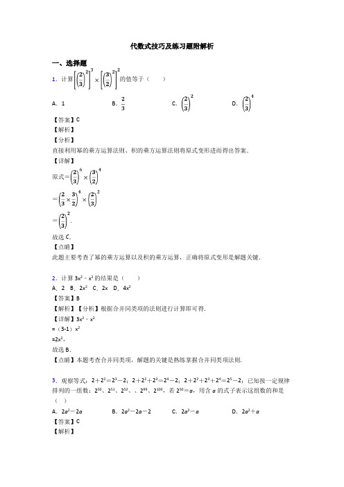 代数式技巧及练习题附解析