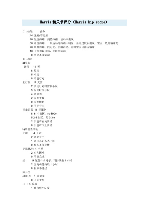 Harris髋关节评分(Harris hip score)