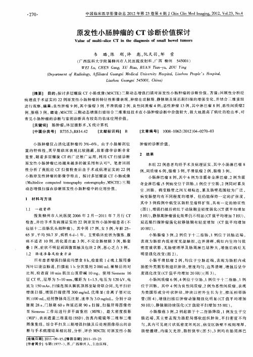 原发性小肠肿瘤的CT诊断价值探讨