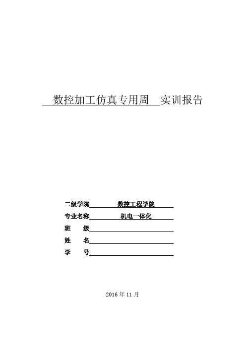 数控技术仿真实训报告