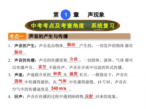 【点拨中考】2017年中考物理(全国版)总复习课件第一章 声现象 (共20张PPT)