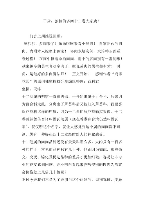干货：独特的多肉十二卷大家族!