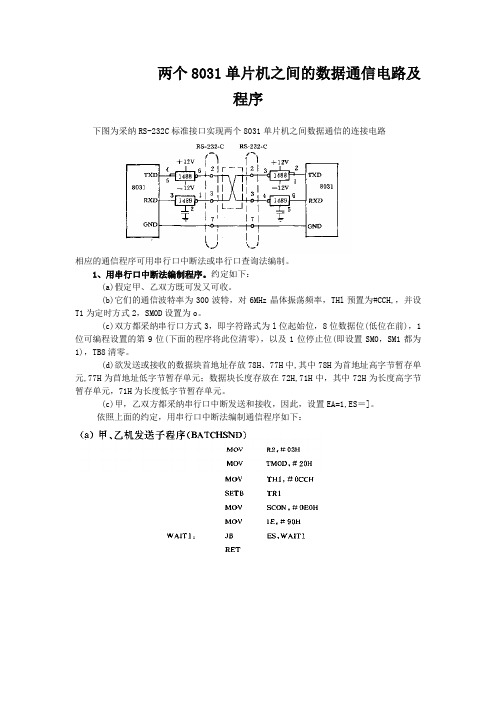 两个8031单片机之间的数据通信电路及程序