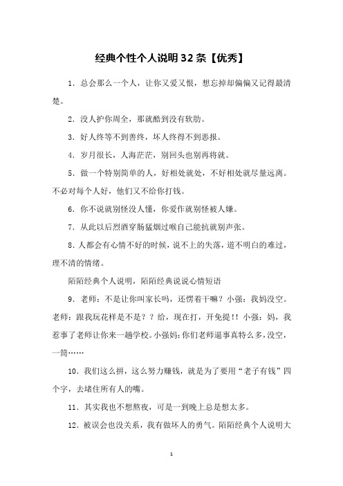 经典个性个人说明32条【优秀】