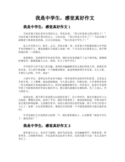 我是中学生感觉真好作文