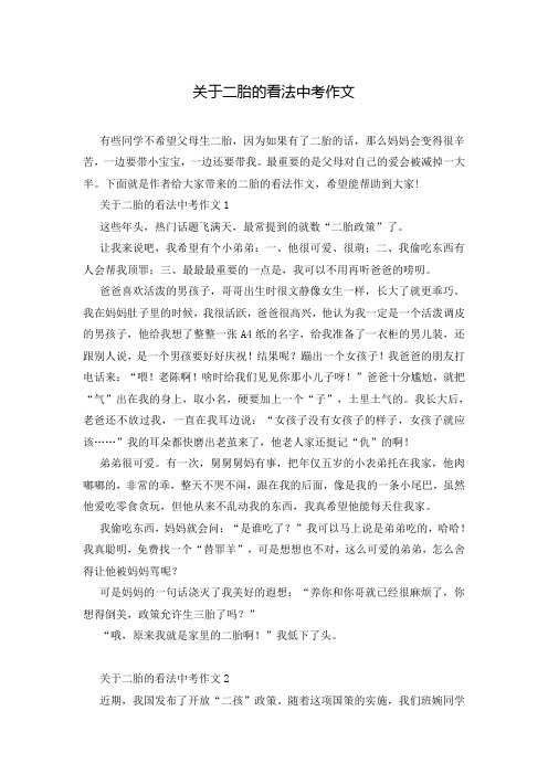 关于二胎的看法中考作文