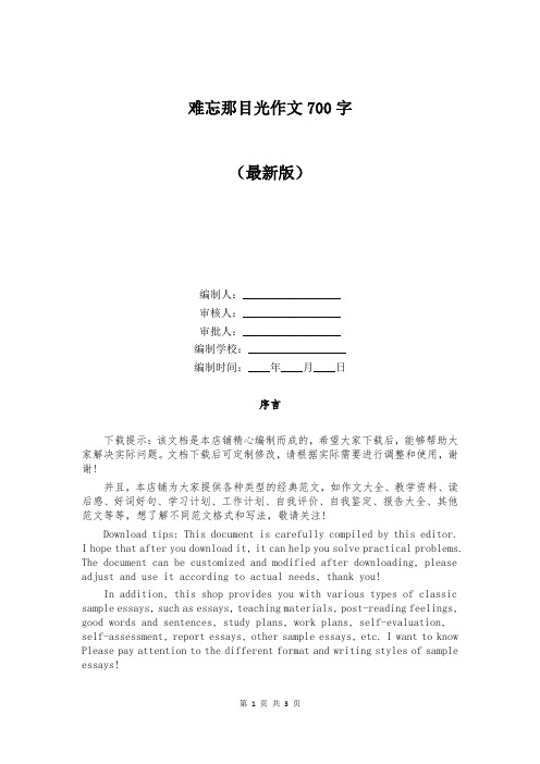 难忘那目光作文700字