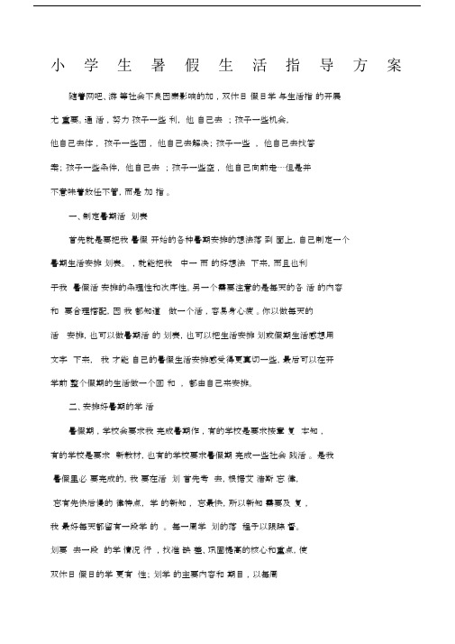 小学生暑假生活指导方案.docx