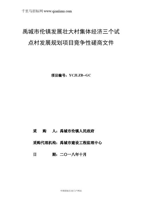 村级集体经济三个试点村发展规划项目竞争性磋商招投标书范本