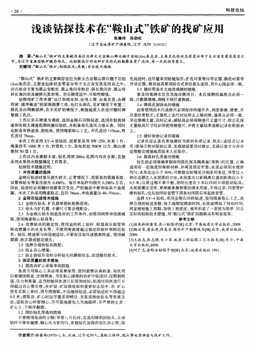 浅谈钻探技术在“鞍山式”铁矿的找矿应用