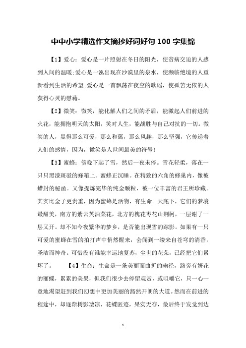 中中小学精选作文摘抄好词好句100字集锦