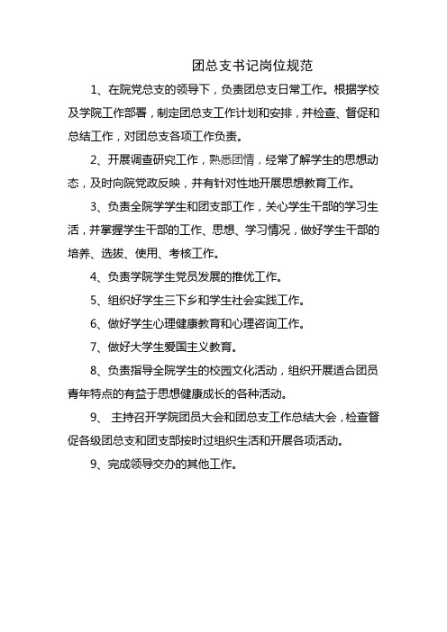 团总支书记岗位规范