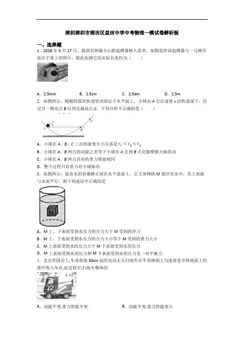 深圳深圳市福田区益田中学中考物理一模试卷解析版