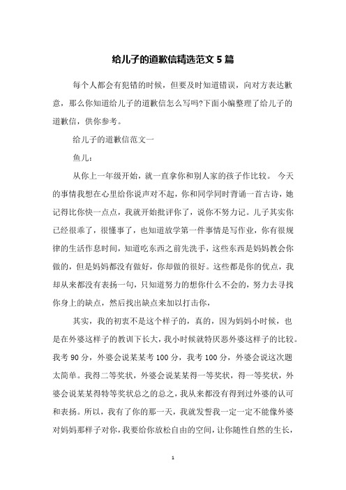 给儿子的道歉信精选范文5篇