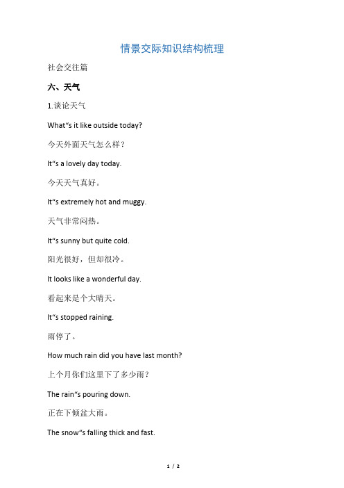 中考英语分类复习 情景交际知识结构梳理 社会交往篇 天气