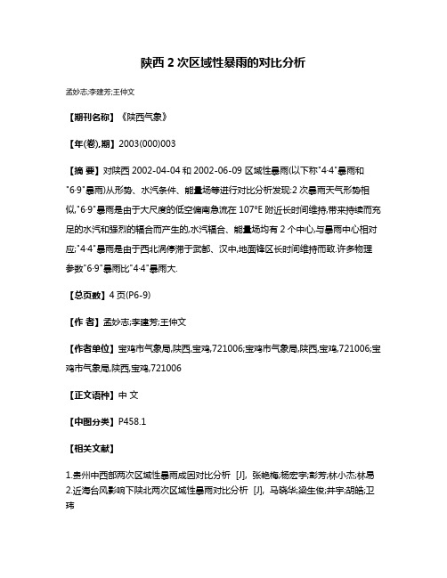 陕西2次区域性暴雨的对比分析