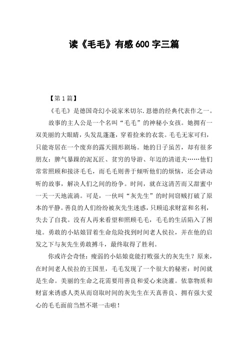 读《毛毛》有感600字三篇