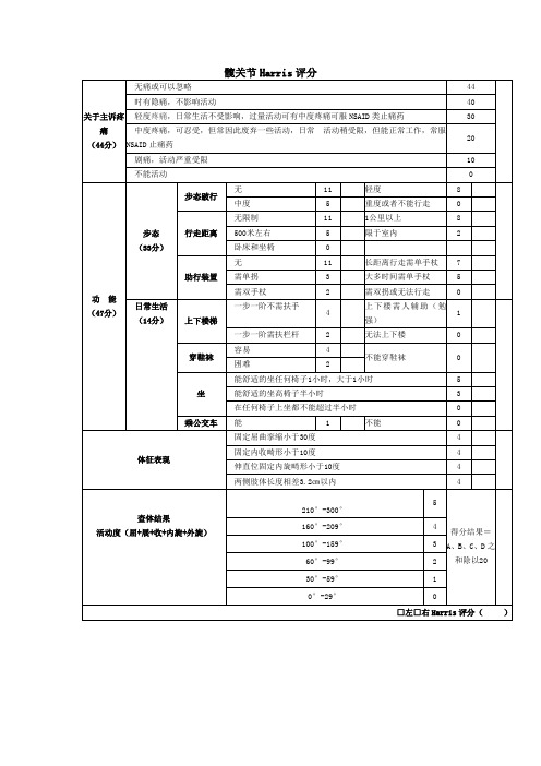 髋关节Harris评分 标准版