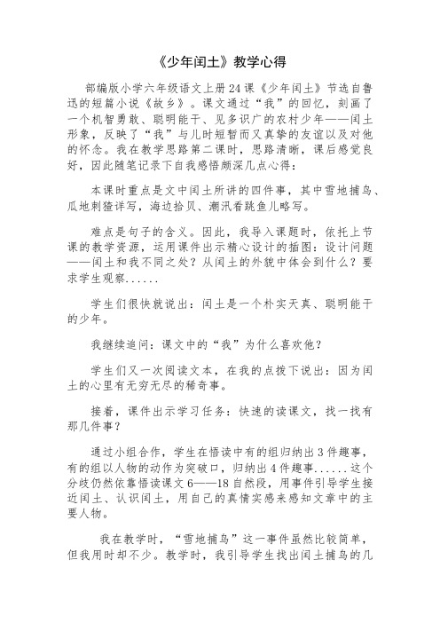 《少年闰土教学心得》教学随笔.