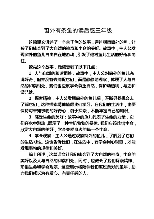 窗外有条鱼的读后感三年级