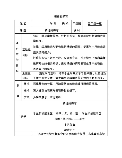 小学美术《精细的描写1》优质教案.教学设计