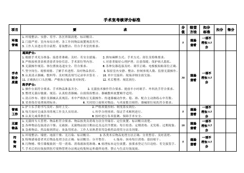 手术室质量考核标准