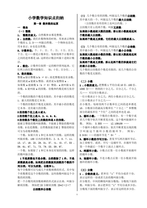 人教版小学数学知识点总结(正式打印版)