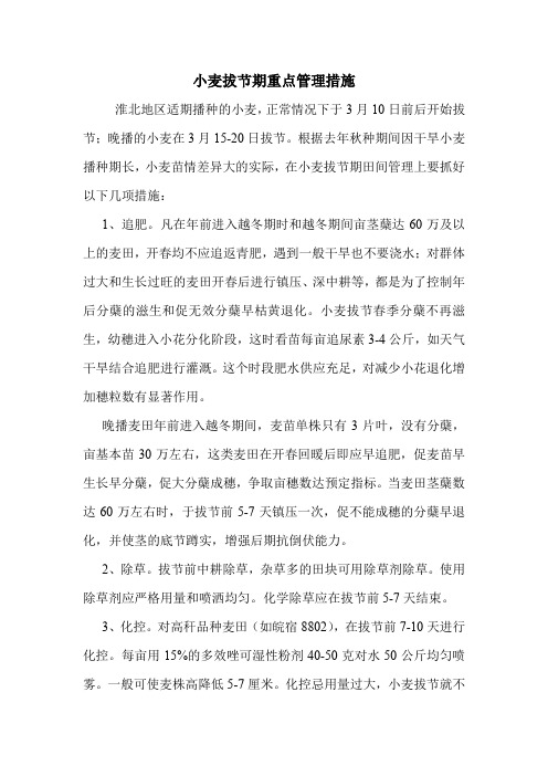 小麦拔节期重点管理措施.doc