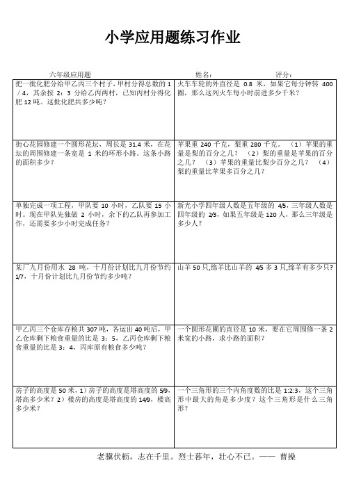 小学六年级数学自我提高训练系列II (78)