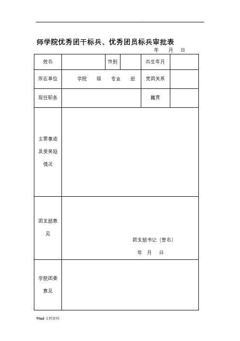 校级五四评优审批表