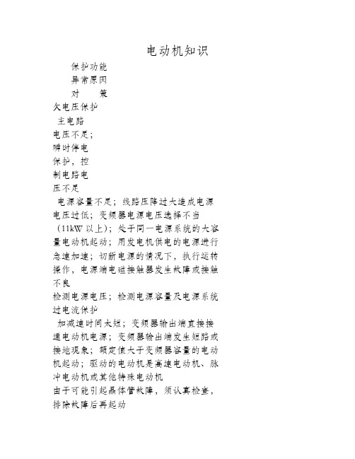 变频器常见故障原因及处理方法