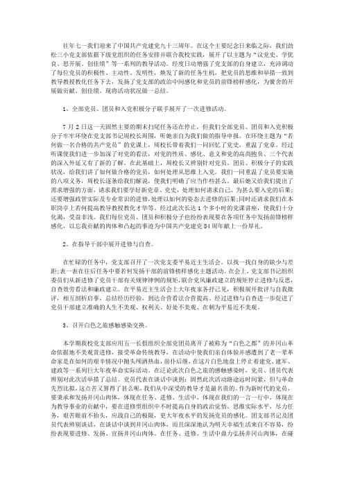 党支部七一建党节活动总结