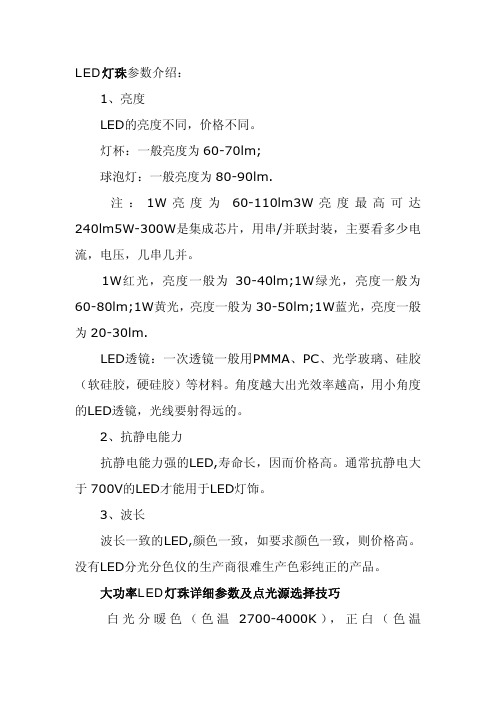 LED灯珠参数