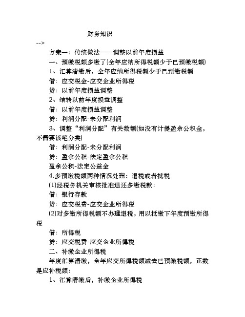 非常实务：汇算清缴后,补缴或多缴所得税账务处理