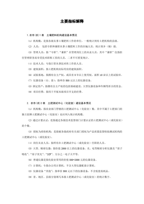主要指标解释