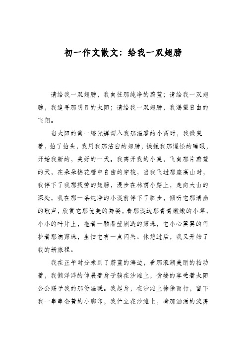 初一作文散文：给我一双翅膀