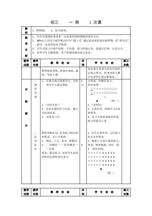 初中九年级全套体育教案(共36课) (2)【精校】.doc