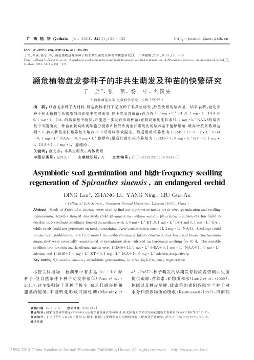 濒危植物盘龙参种子的非共生萌发及种苗的快繁研究