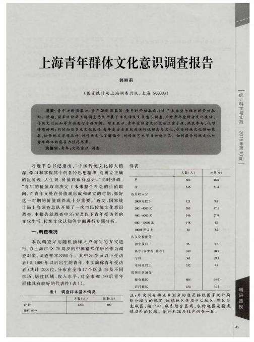 上海青年群体文化意识调查报告