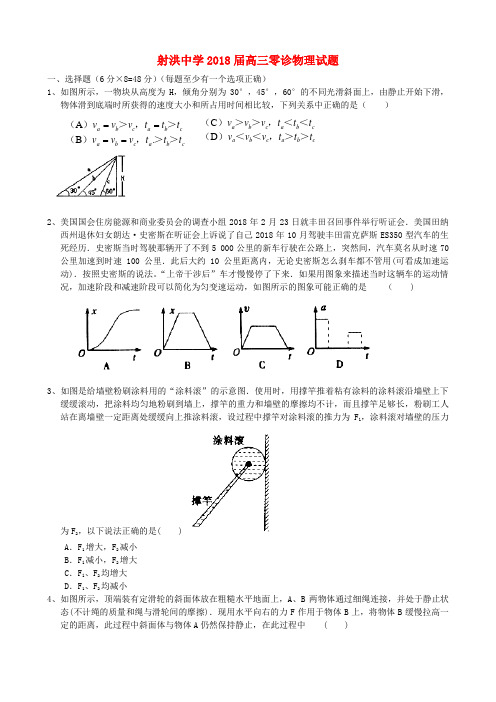 四川省射洪县射洪中学2018届高三物理零诊试题 精品