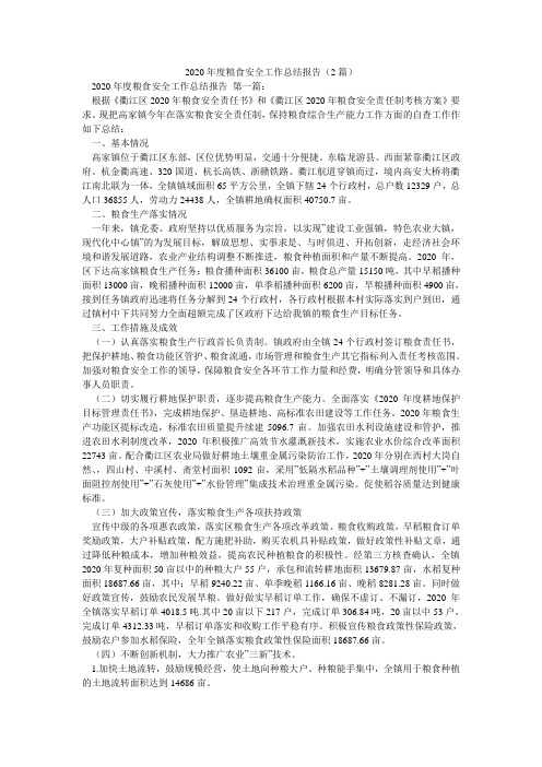 2020年度粮食安全工作总结报告(2篇)