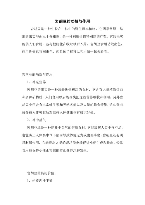 岩胡豆的功效与作用