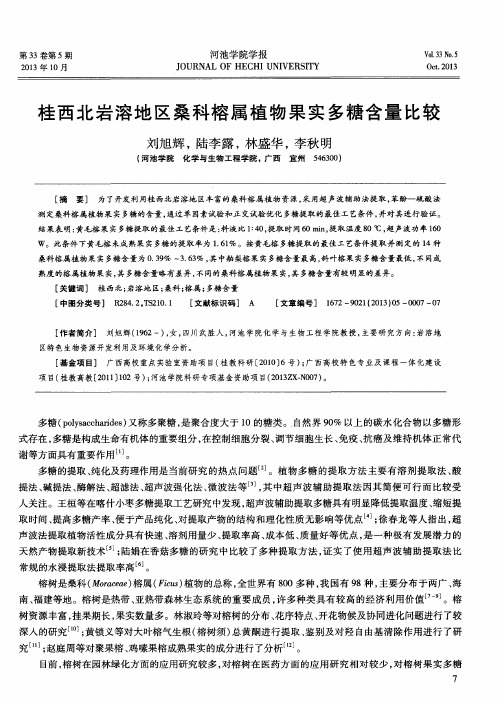 桂西北岩溶地区桑科榕属植物果实多糖含量比较