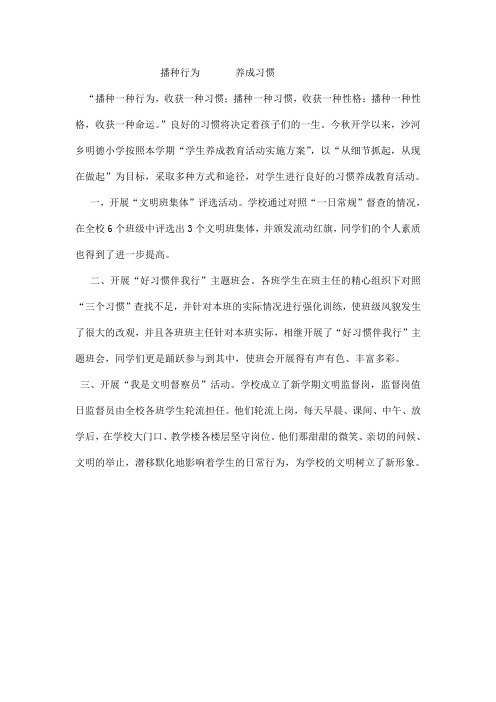 播种行为       养成习惯